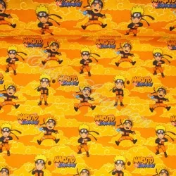 Fabric Cotton Naruto Shippuden Yellow orange background | Wolf Fabrics