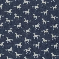 Fabric Dark blue Jean stretch horses | Wolf Fabrics