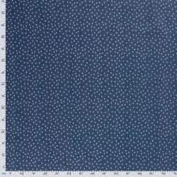 Fabric Jean light blue stretch printed Small hearts  | Wolf Fabrics