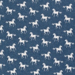 Fabric light blue Jean stretch horses | Wolf Fabrics
