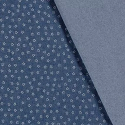 Fabric Jean light blue stretch printed Small stars  |  Wolf Fabrics