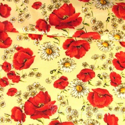 Fabric Cotton Poppies and daisies | Wolf Fabrics