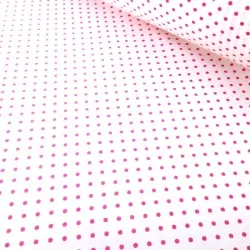 Fuchsia Little Dots White Background Fabric Cotton | Wolf Fabrics