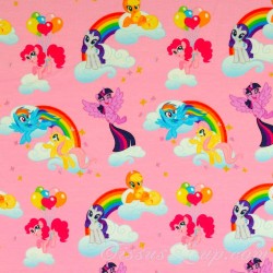 Fabric Jersey Cotton My Little Pony Pink Background | Wolf Fabrics