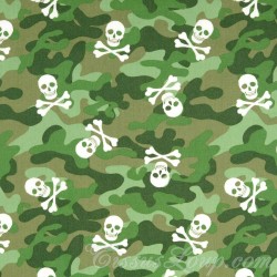 Fabric Cotton skulls and  Green Camouflage | Wolf Fabrics