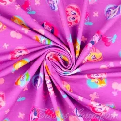 Fabric Jersey Cotton My Little Pony Navy Purple-pink background | Wolf Fabrics