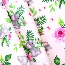 Fabric cotton Elephant with flower | Wolf Fabrics