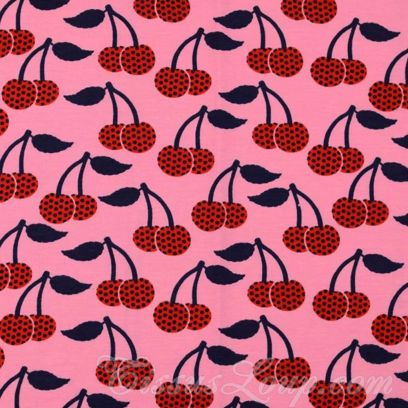 Fabric Jersey Cherry pink background | Wolf Fabric