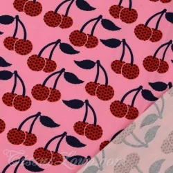 Fabric Jersey Cherry pink background | Wolf Fabric