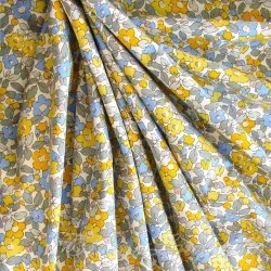 Fabric Cotton Small Yellow and Blue Flowers | Wolf Fabrics