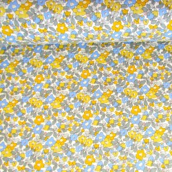 Fabric Cotton Small Yellow and Blue Flowers | Wolf Fabrics
