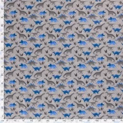 Fabric Jersey Cotton Dinosaurs Grey Background | Wolf Fabrics