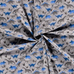 Fabric Jersey Cotton Dinosaurs Grey Background | Wolf Fabrics