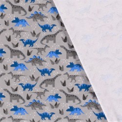 Fabric Jersey Cotton Dinosaurs Grey Background | Wolf Fabrics