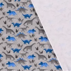 Fabric Jersey Cotton Dinosaurs Grey Background | Wolf Fabrics