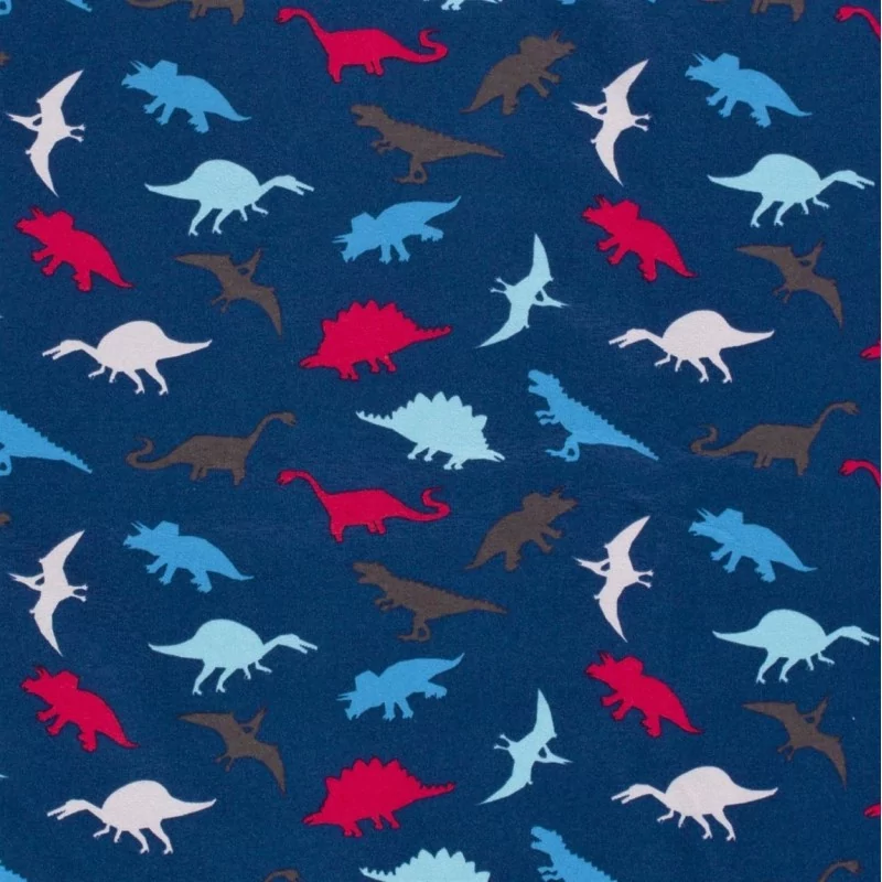 Fabric Jersey Cotton Dinosaurs Navy Blue Background | Wolf Fabrics