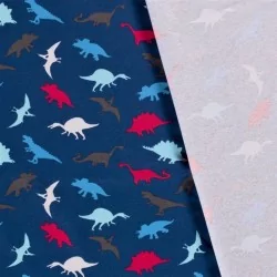 Fabric Jersey Cotton Dinosaurs Navy Blue Background | Wolf Fabrics