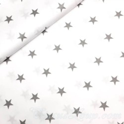 Fabric Cotton Grey Star White Background | Wolf Fabrics