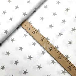 Fabric Cotton Grey Star White Background | Wolf Fabrics