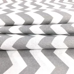 Fabric Cotton Zigzag Gray White Background | Wolf Fabrics