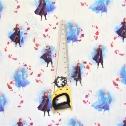 Fabric Frozen  Anna and Elsa  Disney White background | Wolf Fabrics