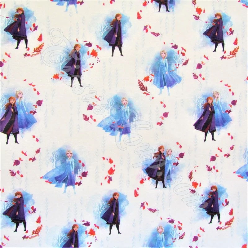 Fabric Frozen  Anna and Elsa  Disney White background | Wolf Fabrics