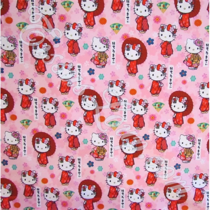 Fabric Hello Kitty Kimono pink background | Wolf Frabrics