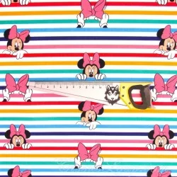 Fabric Cotton Minnie Mouse Rainbow Stripes Disney | Wolf Fabrics