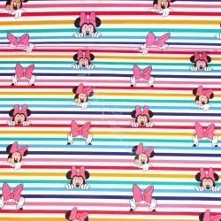 Fabric Cotton Minnie Mouse Rainbow Stripes Disney | Wolf Fabrics