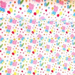 Fabric Cotton Peppa Pig White Background | Wolf Fabrics