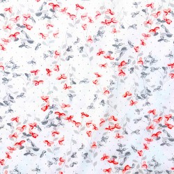 Fabric Cotton Red and Grey Flowers | Wolf Fabrics