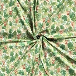 Jersey Fabric Little Monkey and Monstera Foliage | Wolf Fabric