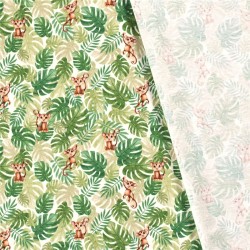 Jersey Fabric Little Monkey and Monstera Foliage | Wolf Fabric