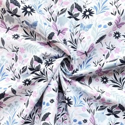 Fabric Cotton Flowers and Butterflies | Wolf Fabrics