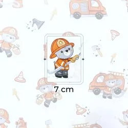 Fabric Cotton Firefighter Teddy Bear and His Truck | Wolf Fabrics