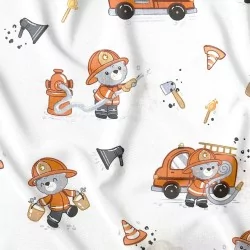 Fabric Cotton Firefighter Teddy Bear and His Truck | Wolf Fabrics