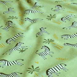 Jersey Fabric Zebra Olive Green Background | Wolf Fabrics