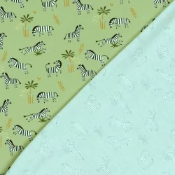 Jersey Fabric Zebra Olive Green Background | Wolf Fabrics