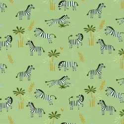 Jersey Fabric Zebra Olive Green Background | Wolf Fabrics