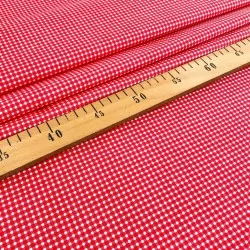 Fabric Cotton Red and White Small Checkered 3mm | Wolf Fabrics