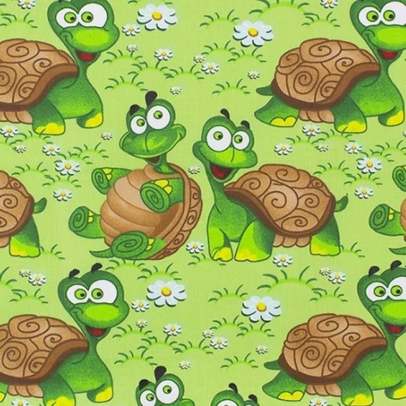 Green Turtles Fabric Cotton | Wolf Fabrics