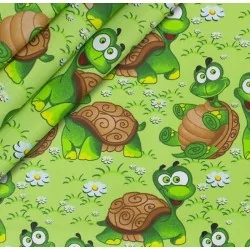 Green Turtles Fabric Cotton | Wolf Fabrics