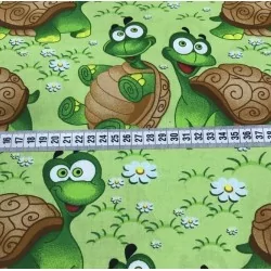 Green Turtles Fabric Cotton | Wolf Fabrics