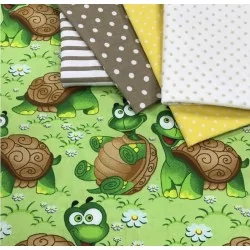 Green Turtles Fabric Cotton | Wolf Fabrics