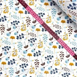 Fabric Cotton Blue Yellow and Brown Wild Flowers | Wolf Fabrics