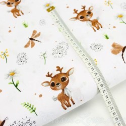 Fabric Cotton Small Deer and Dragonfly | Wolf Fabrics