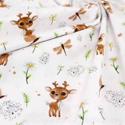 Fabric Cotton Small Deer and Dragonfly | Wolf Fabrics