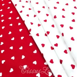 Fabric Cotton Red Hearts White Background | Wolf Fabrics