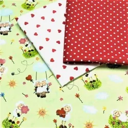 Fabric Cotton Red Hearts White Background | Wolf Fabrics