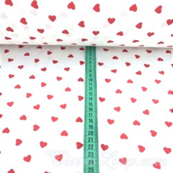 Fabric Cotton Red Hearts White Background | Wolf Fabrics